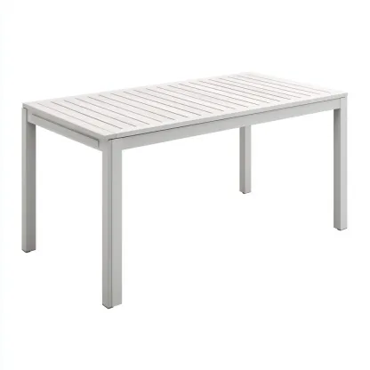 Tavolo da giardino - alluminio rettangolare - 150x90x75 cm - bianco - stile moderno resistente-Hutete