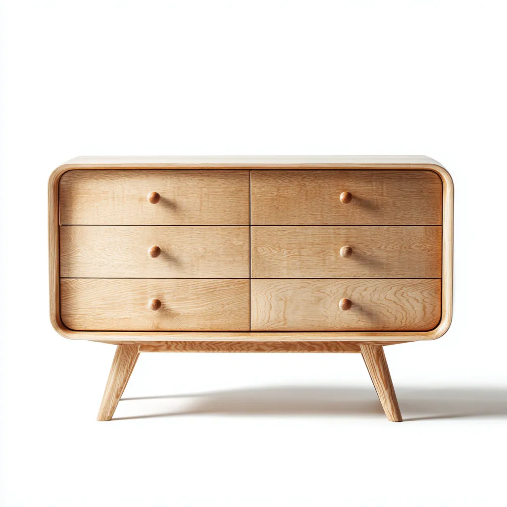 Cassettiera in legno massello 120x45x75 cm - legno naturale - stile scandinavo moderno-Hutete