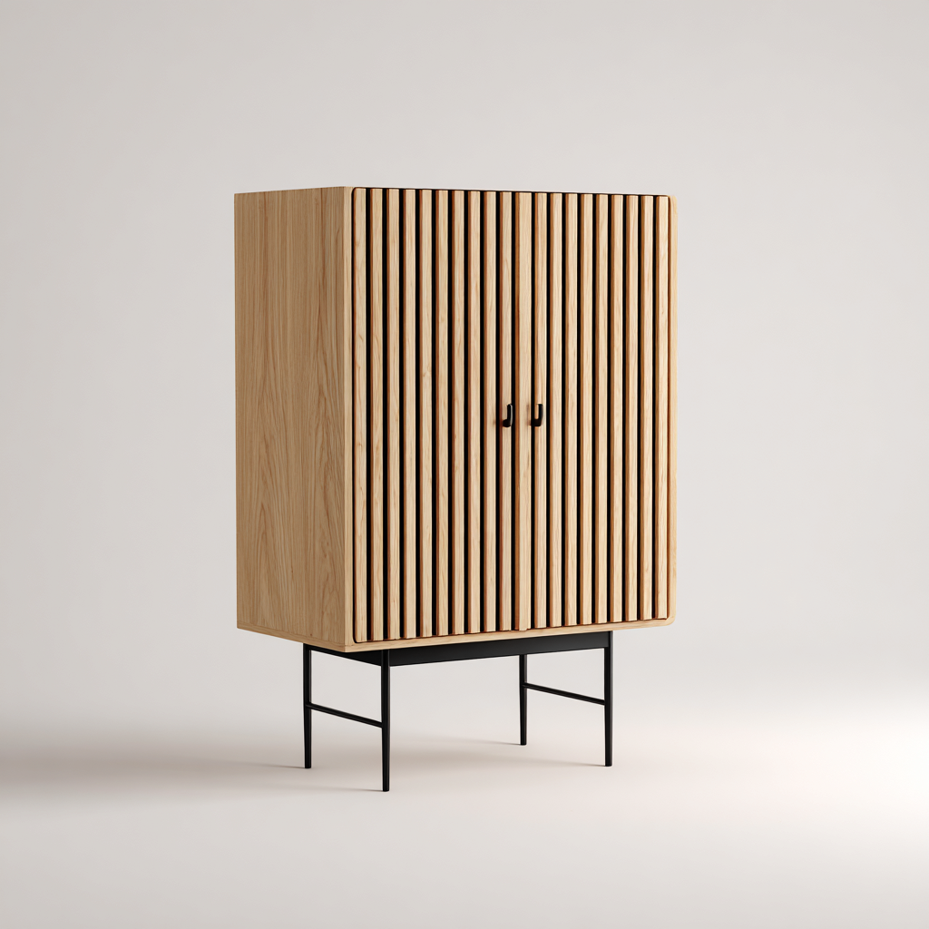 Armadio in legno e metallo a due ante - 110x45x175 cm - colore marrone-nero - stile industriale moderno-Hutete