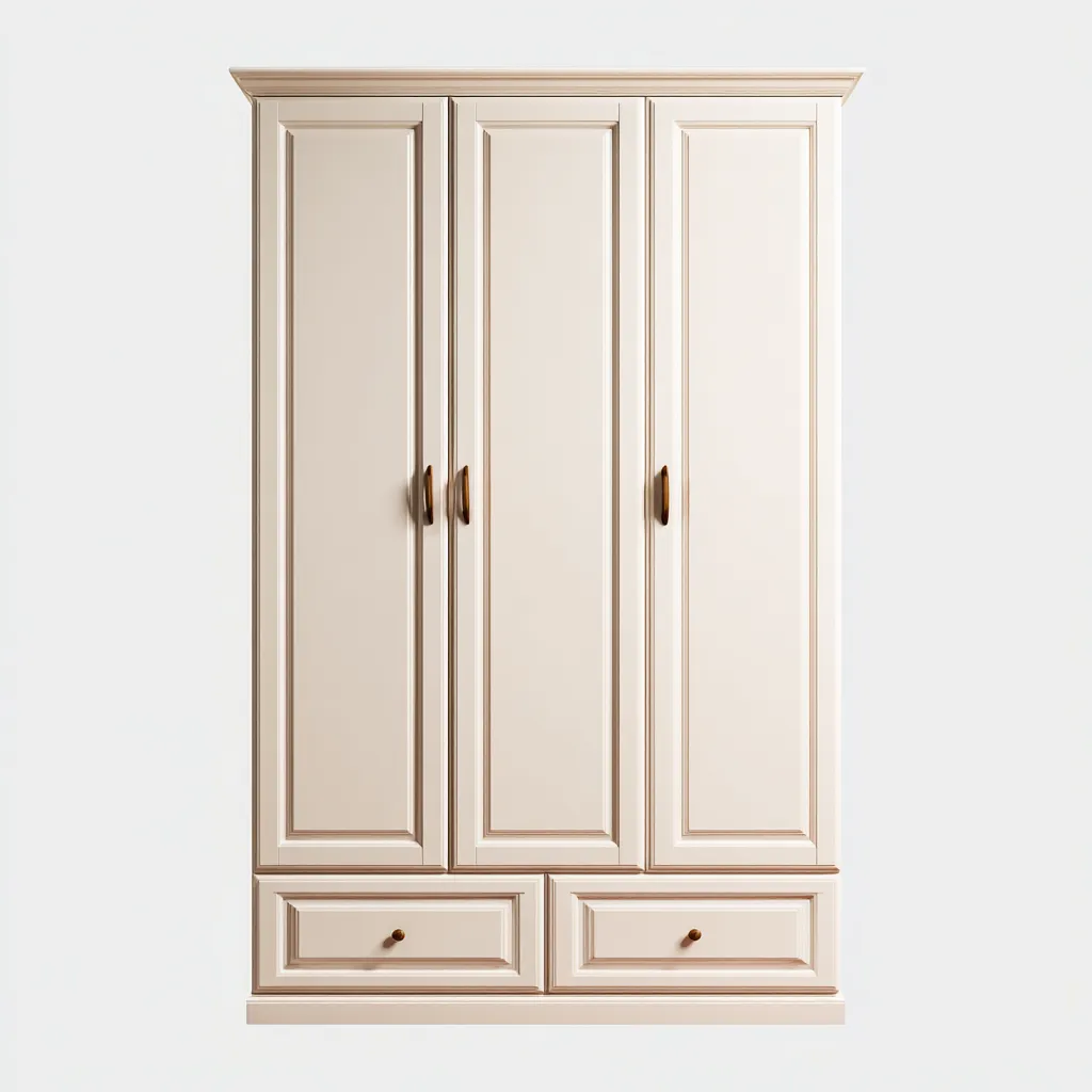 Armadio classico in legno 165x55x200 cm - beige - con spazi di archiviazione e finiture eleganti-Hutete