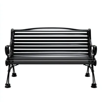 Panca da giardino in ghisa 145x60x82 cm - nero - design classico ornamentale con braccioli-Hutete