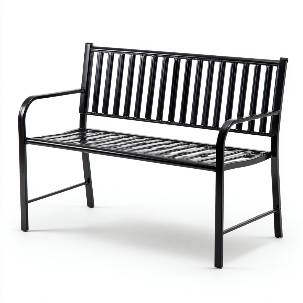 Panca da giardino in metallo 125x55x85 cm - nero - design moderno-Hutete