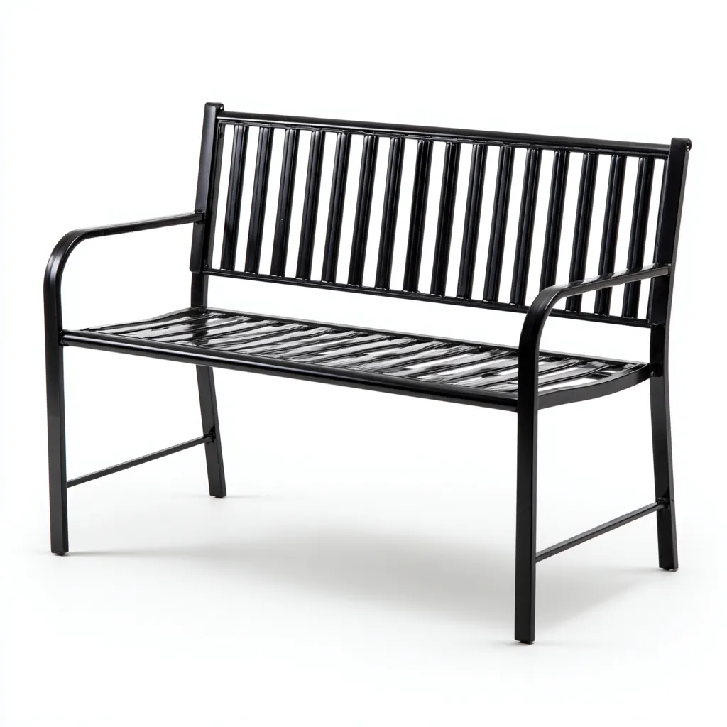 Panca da giardino in metallo 125x55x85 cm - nero - design moderno-Hutete