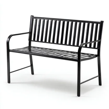 Panca da giardino in metallo 125x55x85 cm - nero - design moderno-Hutete