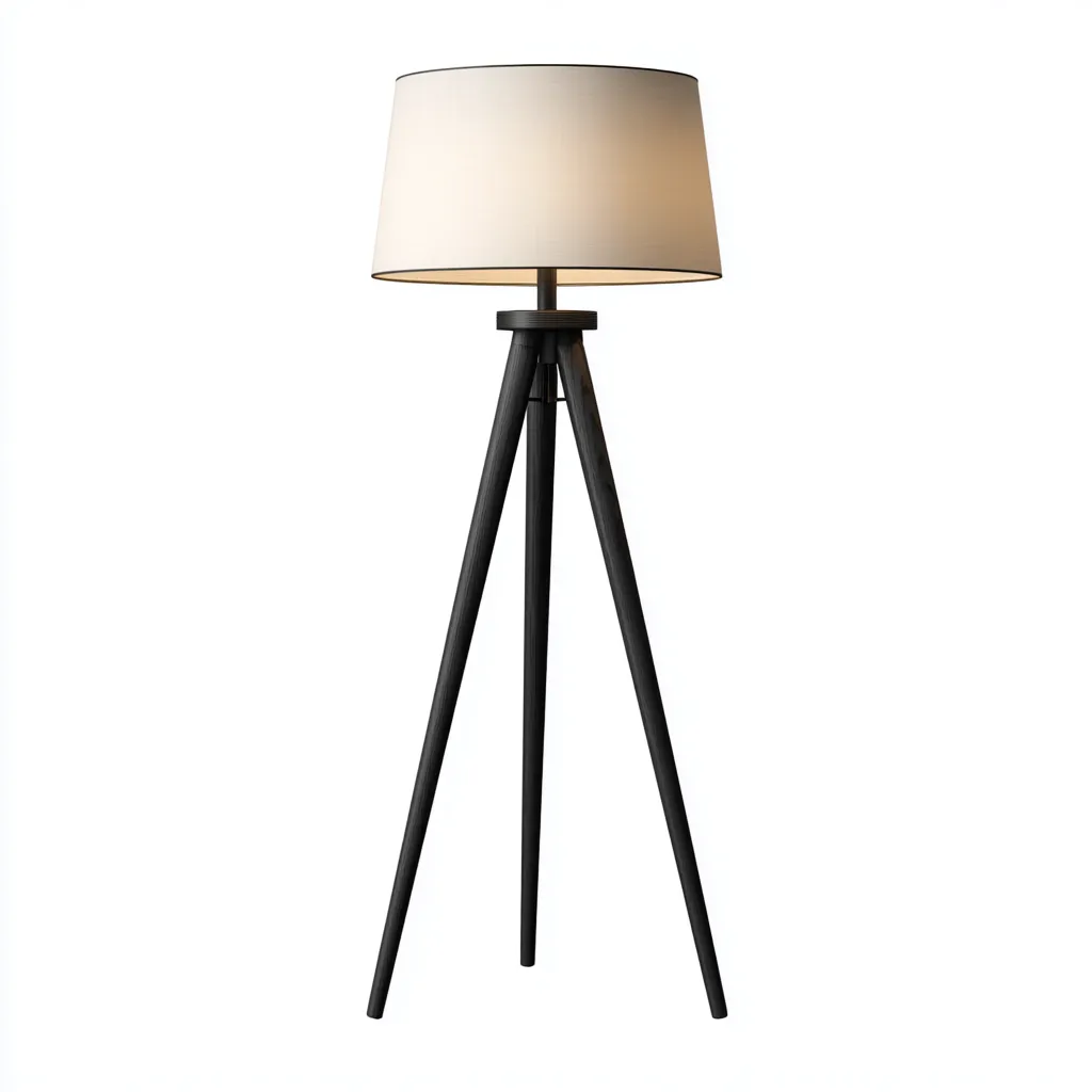 Lampada da terra in legno 45x45x155 cm - nero - design scandinavo-Hutete