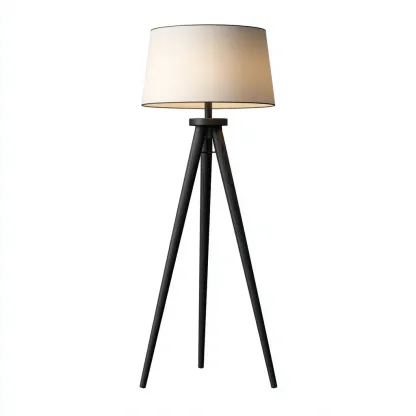 Lampada da terra in legno 45x45x155 cm - nero - design scandinavo-Hutete