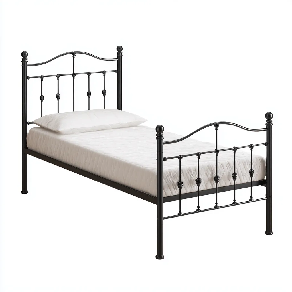 Letto singolo in metallo 200x100x105 cm - nero - stile classico vintage-Hutete