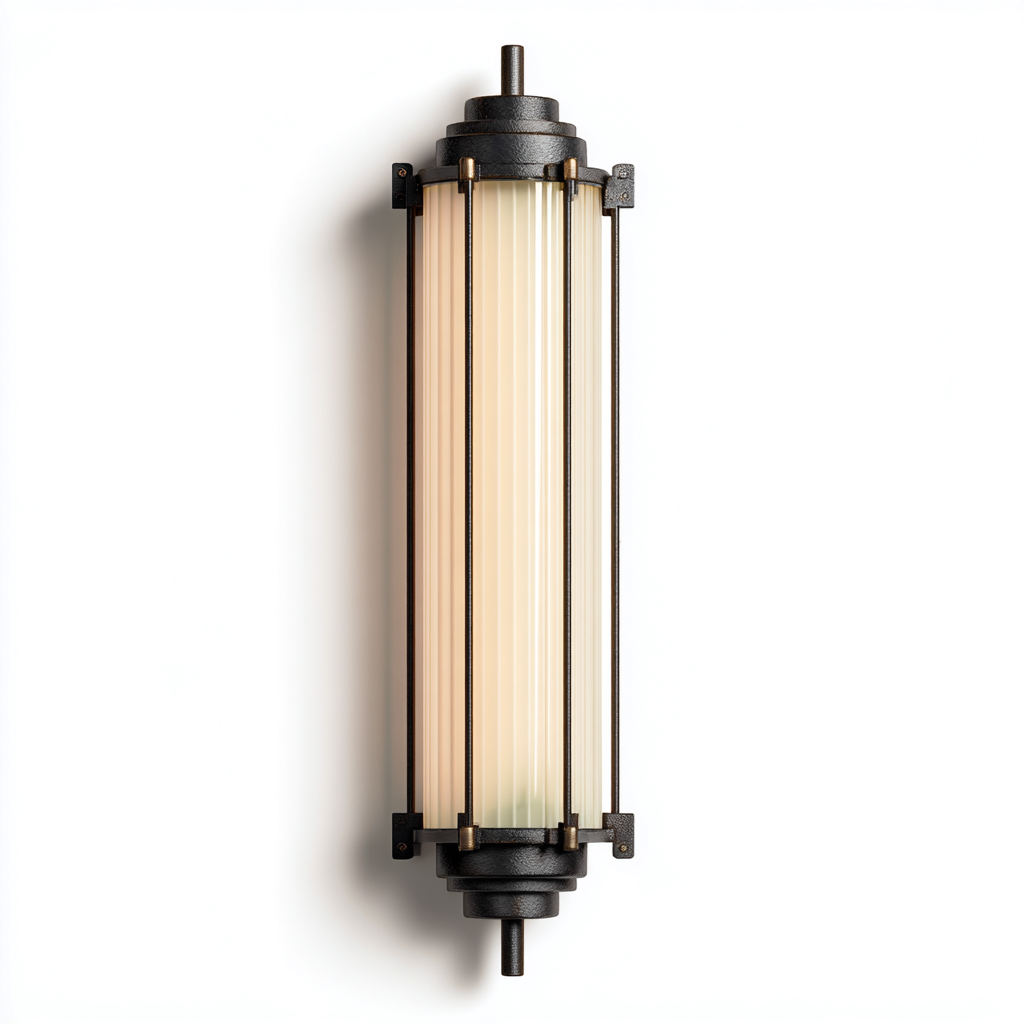 Applique in metallo nero e vetro satinato - 18x12x62 cm - nero - stile Art Déco industriale-Hutete