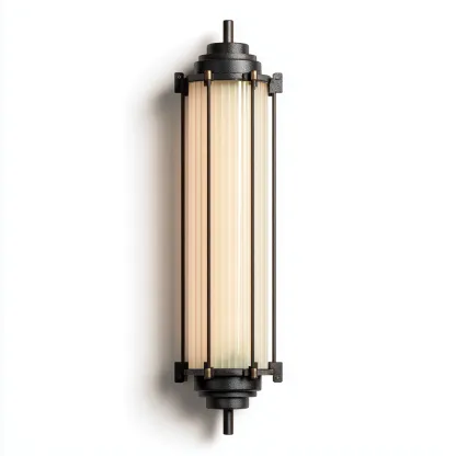 Applique in metallo nero e vetro satinato - 18x12x62 cm - nero - stile Art Déco industriale-Hutete