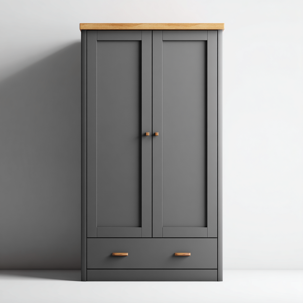 Armadio moderno in legno 120x55x190 cm - grigio - con spazi di archiviazione e design minimalista-Hutete