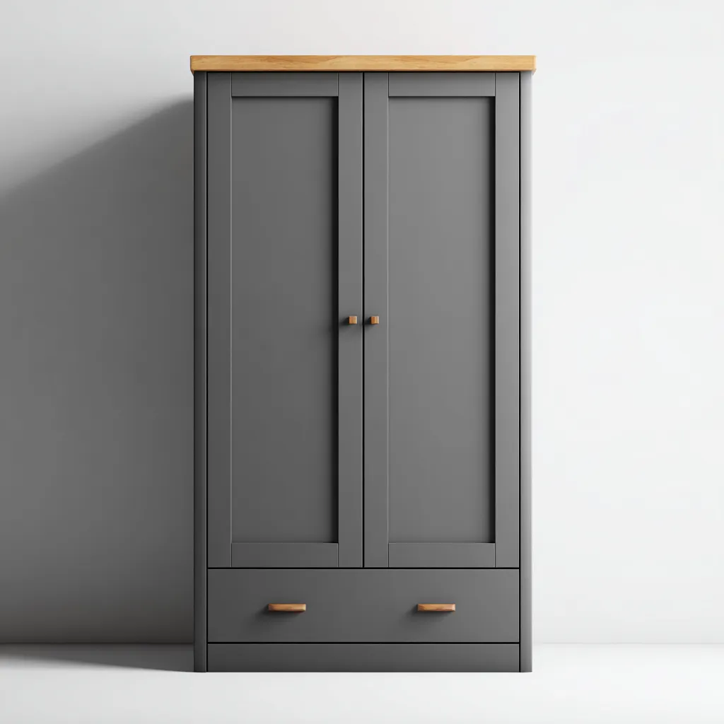 Armadio moderno in legno 120x55x190 cm - grigio - con spazi di archiviazione e design minimalista-Hutete