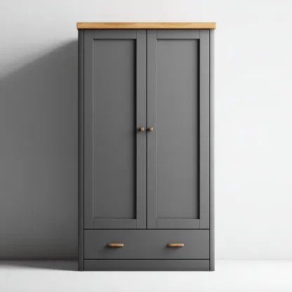 Armadio moderno in legno 120x55x190 cm - grigio - con spazi di archiviazione e design minimalista-Hutete