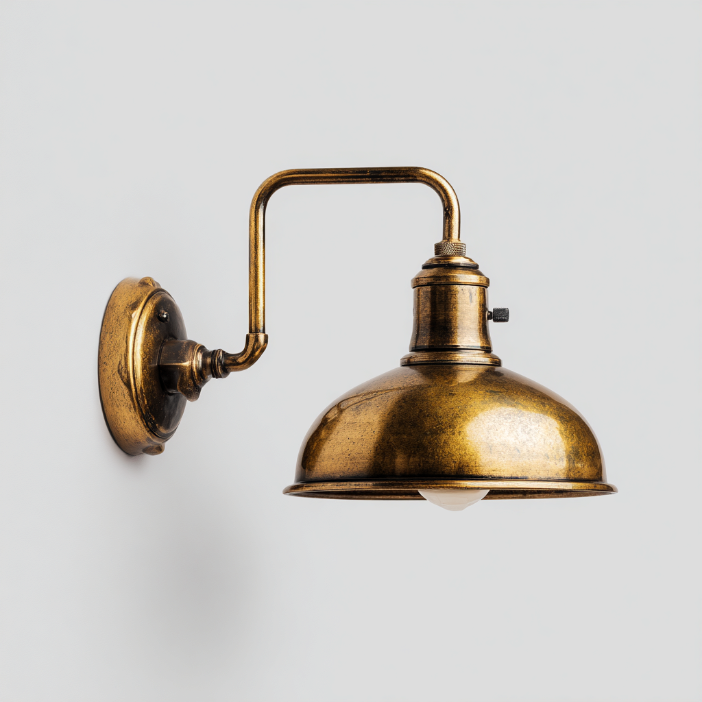 Applique in metallo effetto ottone - 20x25x22 cm - marrone - stile industrial vintage-Hutete