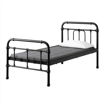 Letto singolo in metallo 200x100x100 cm - nero - stile vintage industriale-Hutete