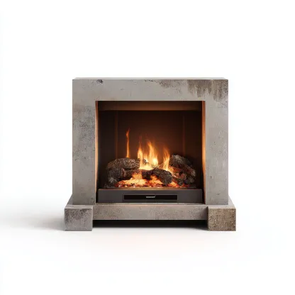 Camino elettrico in cemento 75x40x80 cm - grigio - design industriale moderno-Hutete