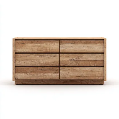 Cassettiera in legno massello 130x45x80 cm - marrone chiaro - stile rustico moderno-Hutete