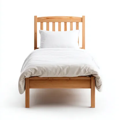 Letto singolo in legno massello 200x100x95 cm - legno naturale - stile moderno con testiera e pediera a doghe verticali-Hutete