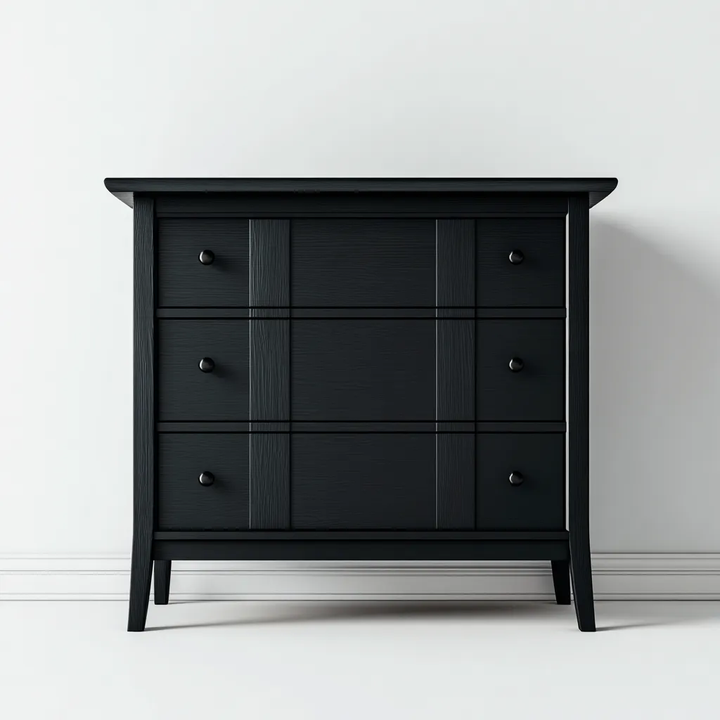 Cassettiera in legno massello 100x45x90 cm - nero - stile classico moderno-Hutete