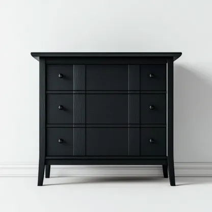 Cassettiera in legno massello 100x45x90 cm - nero - stile classico moderno-Hutete