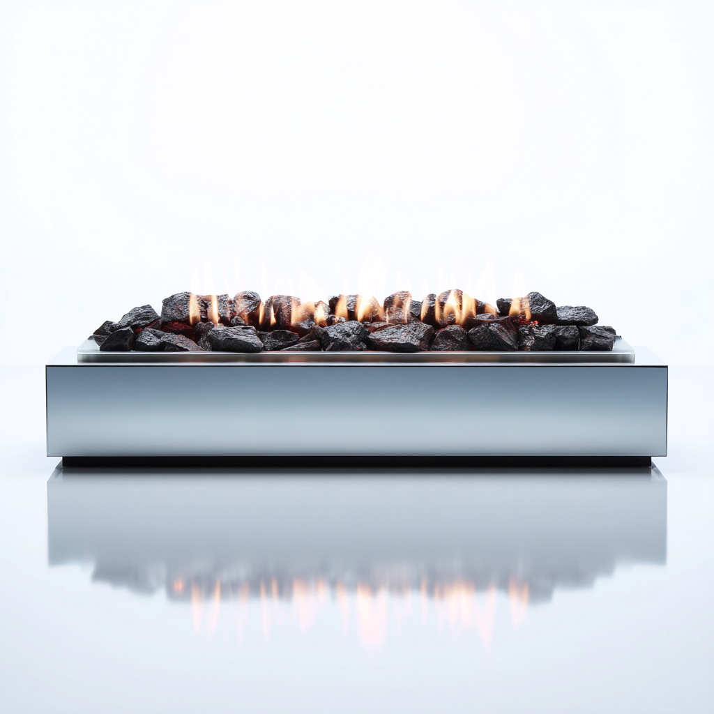 Camino elettrico in acciaio 100x30x25 cm - argento - design minimalista-Hutete