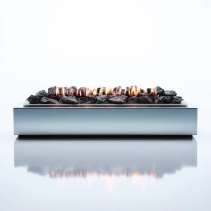 Camino elettrico in acciaio 100x30x25 cm - argento - design minimalista-Hutete