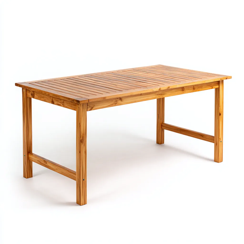 Tavolo da giardino in legno massello 150x80x75 cm - marrone chiaro - design classico-Hutete