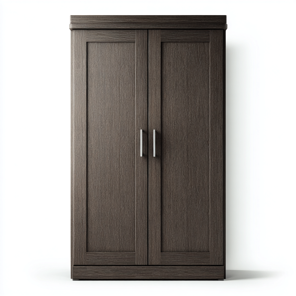 Armadio moderno in legno 130x55x200 cm - marrone - con spazi di archiviazione e maniglie in metallo-Hutete