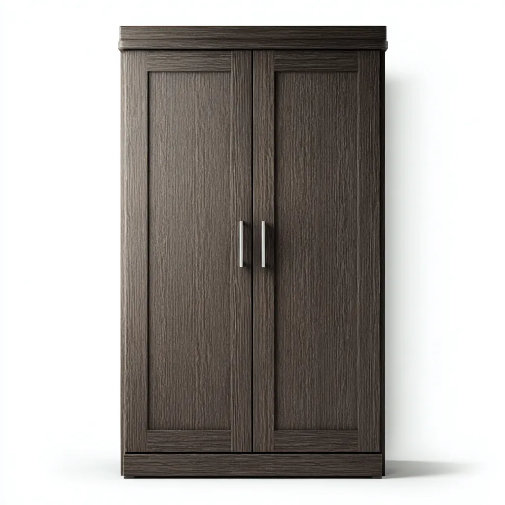 Armadio moderno in legno 130x55x200 cm - marrone - con spazi di archiviazione e maniglie in metallo-Hutete