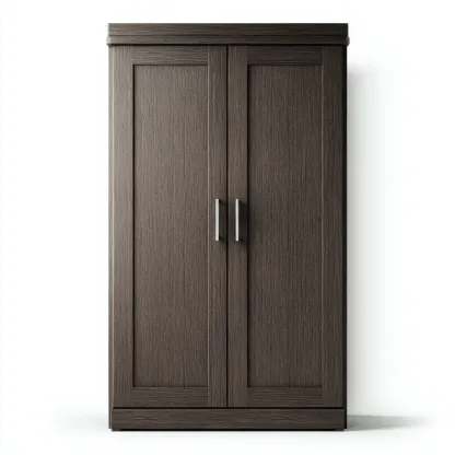 Armadio moderno in legno 130x55x200 cm - marrone - con spazi di archiviazione e maniglie in metallo-Hutete