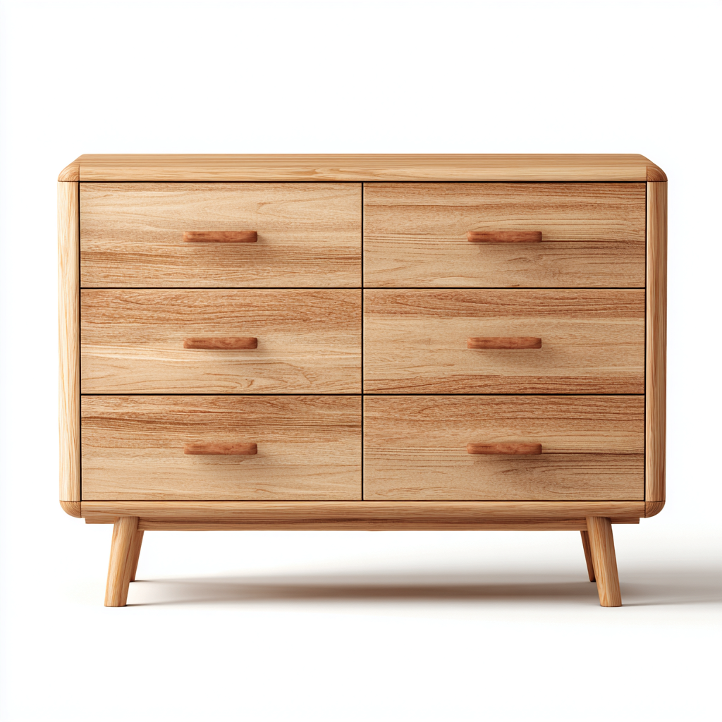 Cassettiera in legno massello 110x45x80 cm - legno naturale - stile moderno scandinavo-Hutete