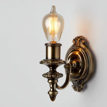 Applique in metallo effetto ottone - 13x16x29 cm - marrone - stile classico vintage-Hutete