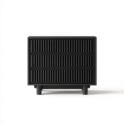 Cassettiera in legno massello 95x45x85 cm - nero - stile moderno minimalista-Hutete