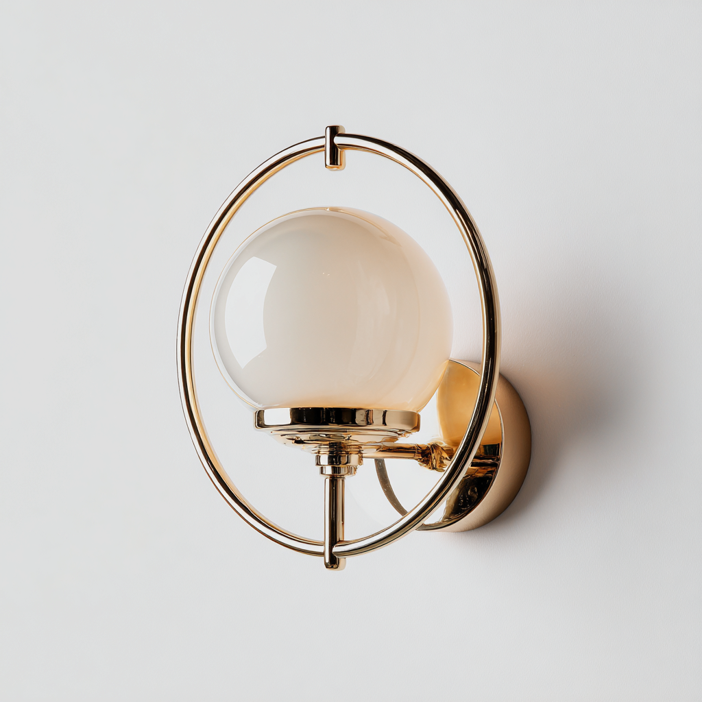 Applique in metallo e vetro - 18x22x26 cm - oro - stile moderno elegante-Hutete