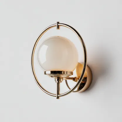 Applique in metallo e vetro - 18x22x26 cm - oro - stile moderno elegante-Hutete