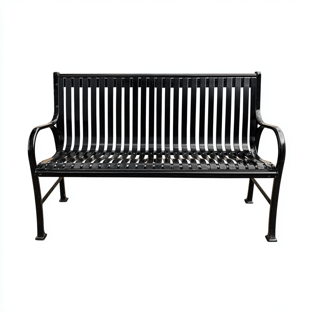 Panca da giardino in metallo 145x60x82 cm - nero - design contemporaneo-Hutete