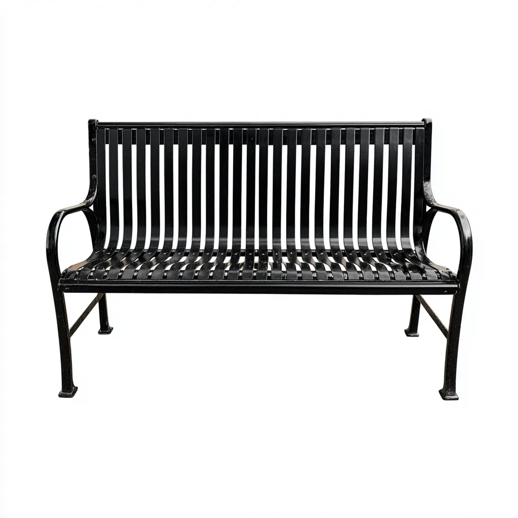 Panca da giardino in metallo 145x60x82 cm - nero - design contemporaneo-Hutete