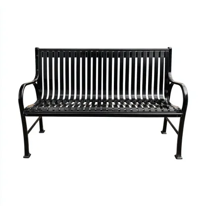 Panca da giardino in metallo 145x60x82 cm - nero - design contemporaneo-Hutete