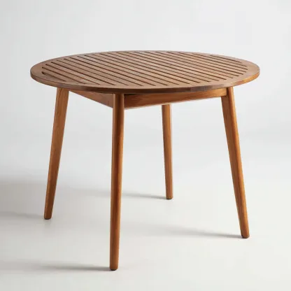 Tavolo da giardino - legno rotondo - 110x75 cm - marrone - design naturale moderno-Hutete