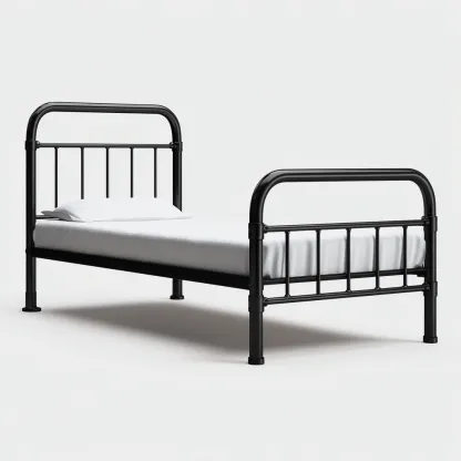 Letto singolo in metallo 200x100x95 cm - nero - stile industriale vintage-Hutete