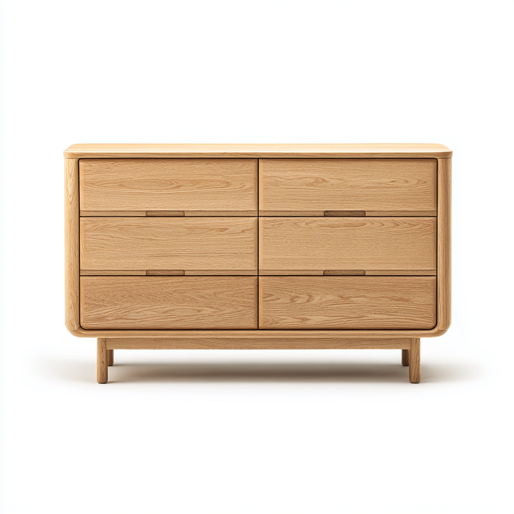 Cassettiera in legno massello 125x45x80 cm - legno naturale - stile scandinavo moderno-Hutete