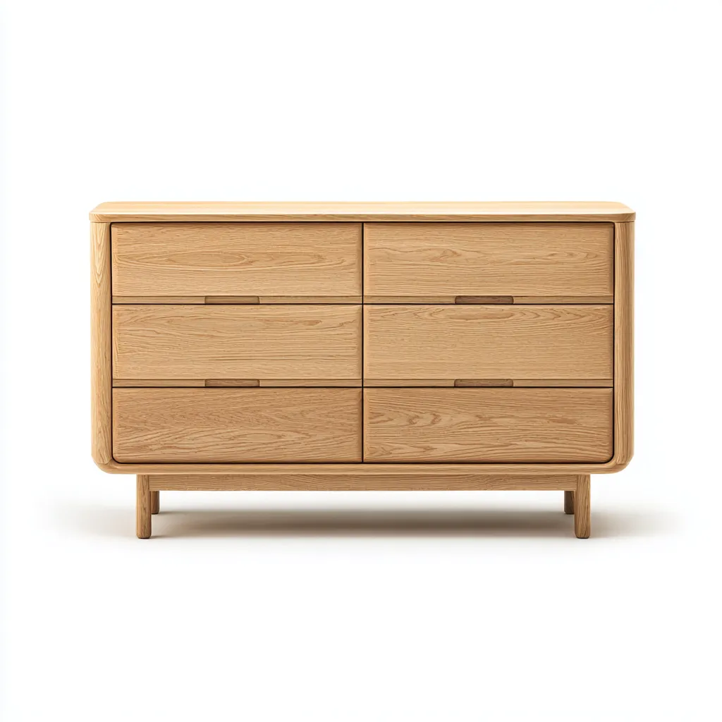 Cassettiera in legno massello 125x45x80 cm - legno naturale - stile scandinavo moderno-Hutete