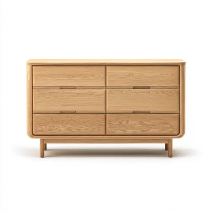 Cassettiera in legno massello 125x45x80 cm - legno naturale - stile scandinavo moderno-Hutete