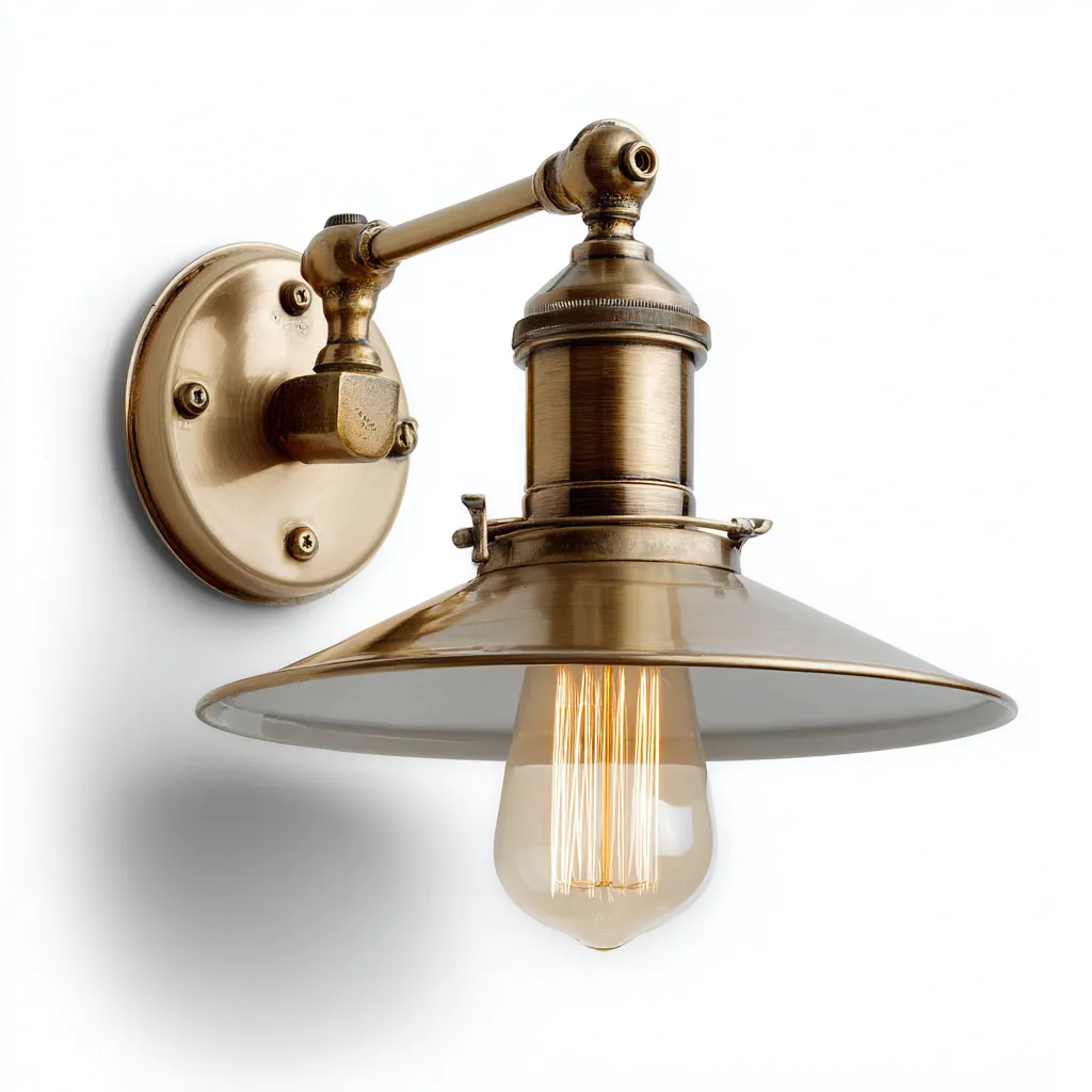 Applique in metallo effetto ottone - 22x26x23 cm - marrone - stile industrial vintage-Hutete