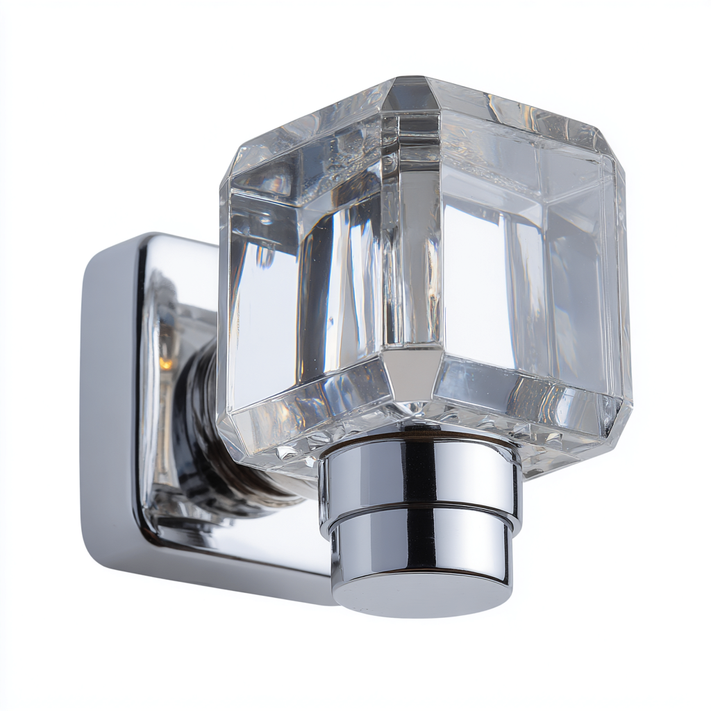 Applique in metallo e vetro - 11x11x12 cm - argento - stile moderno elegante-Hutete