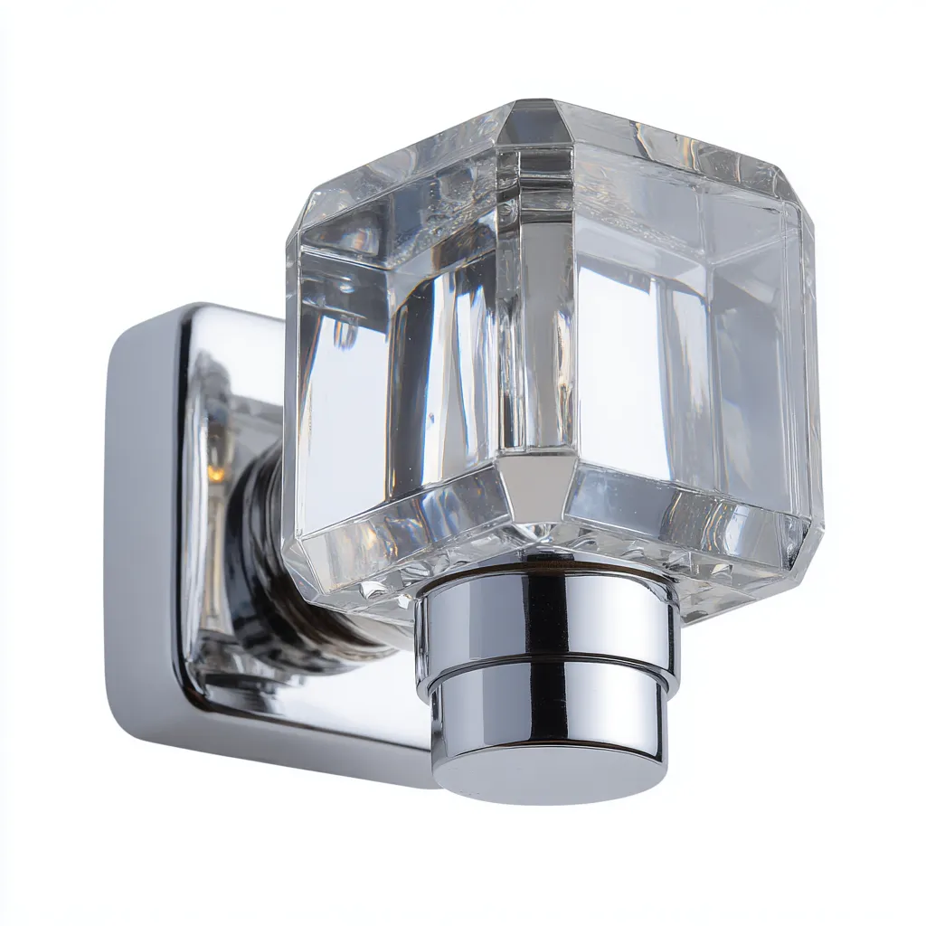 Applique in metallo e vetro - 11x11x12 cm - argento - stile moderno elegante-Hutete