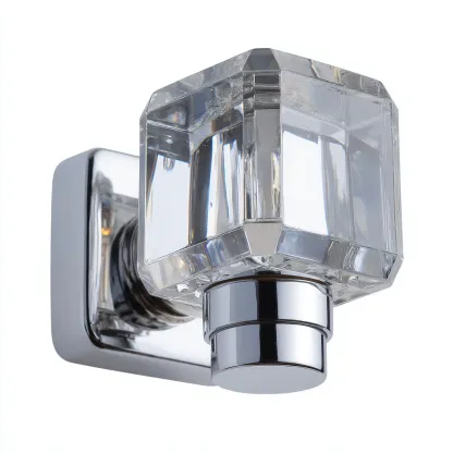 Applique in metallo e vetro - 11x11x12 cm - argento - stile moderno elegante-Hutete