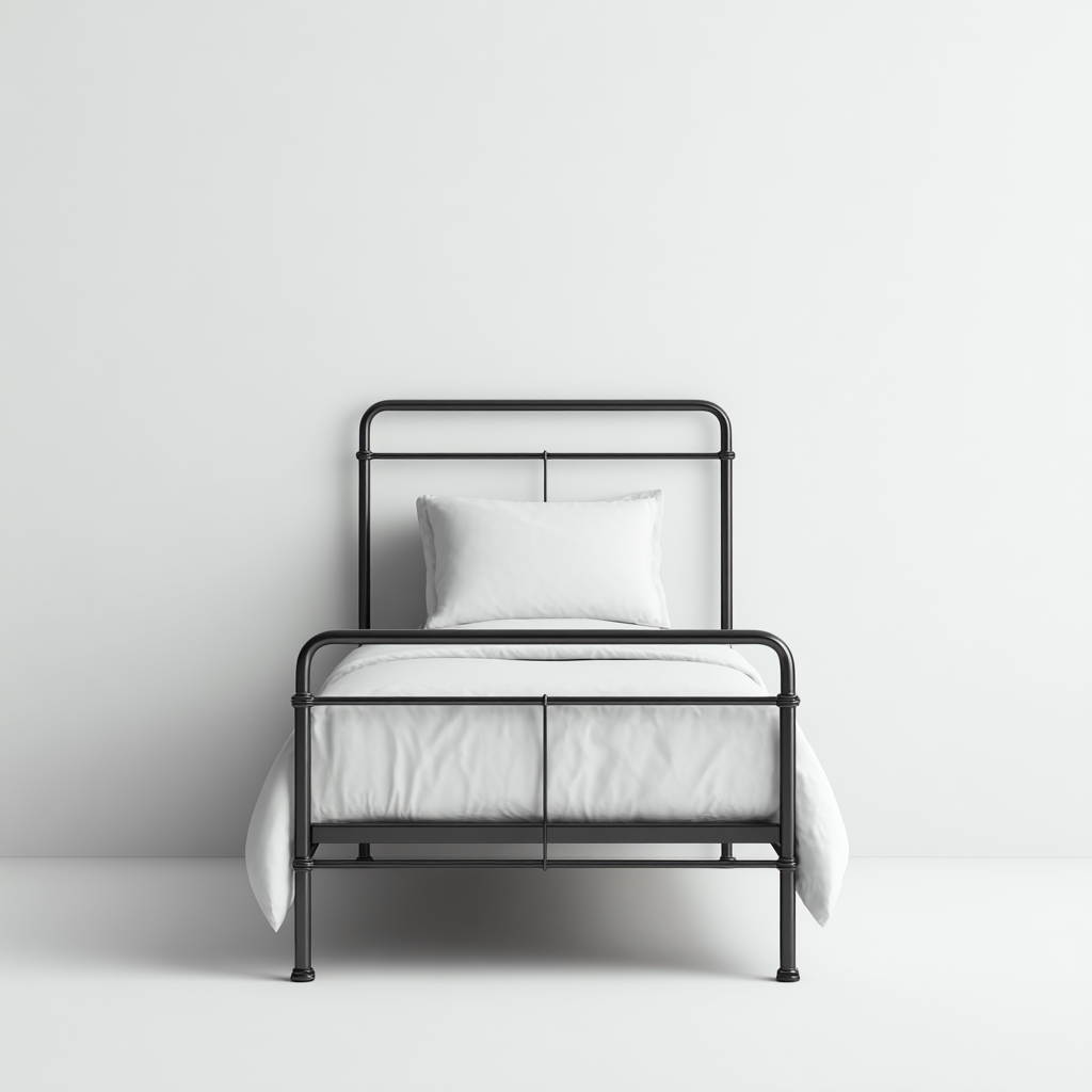 Letto singolo in metallo 200x100x95 cm - nero - stile minimal industriale-Hutete