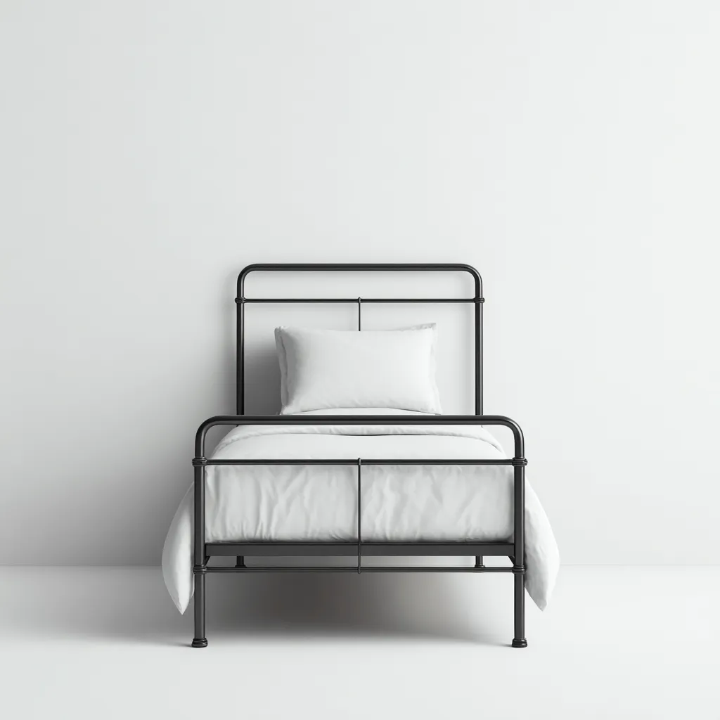 Letto singolo in metallo 200x100x95 cm - nero - stile minimal industriale-Hutete