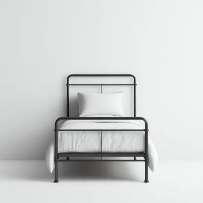 Letto singolo in metallo 200x100x95 cm - nero - stile minimal industriale-Hutete