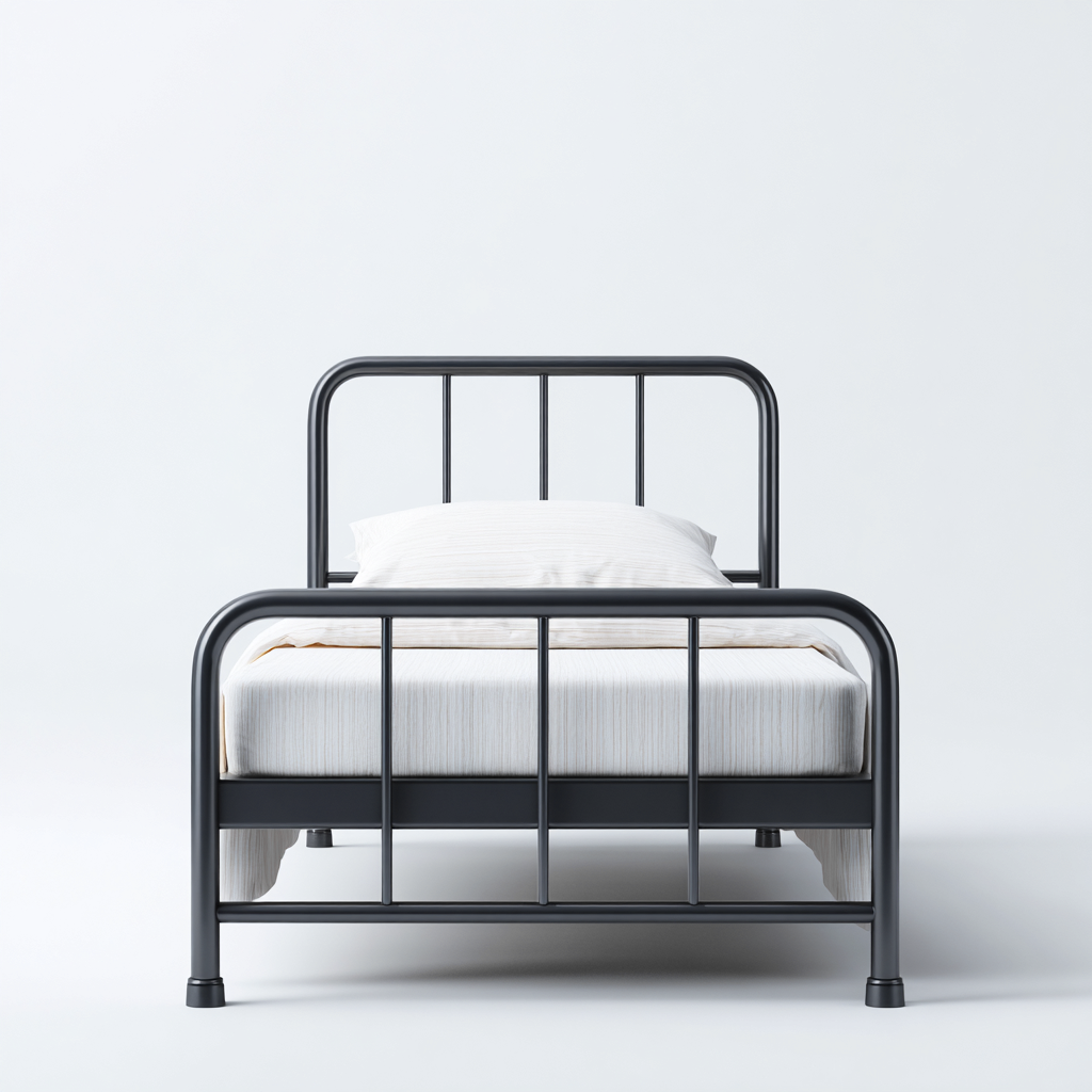 Letto singolo in metallo 200x100x95 cm - nero - stile moderno industriale-Hutete